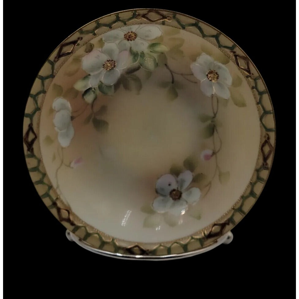 Antique Nippon Hand Painted 5.25" Berry Bowl Rare Blue Pagoda Mark 1891-1921