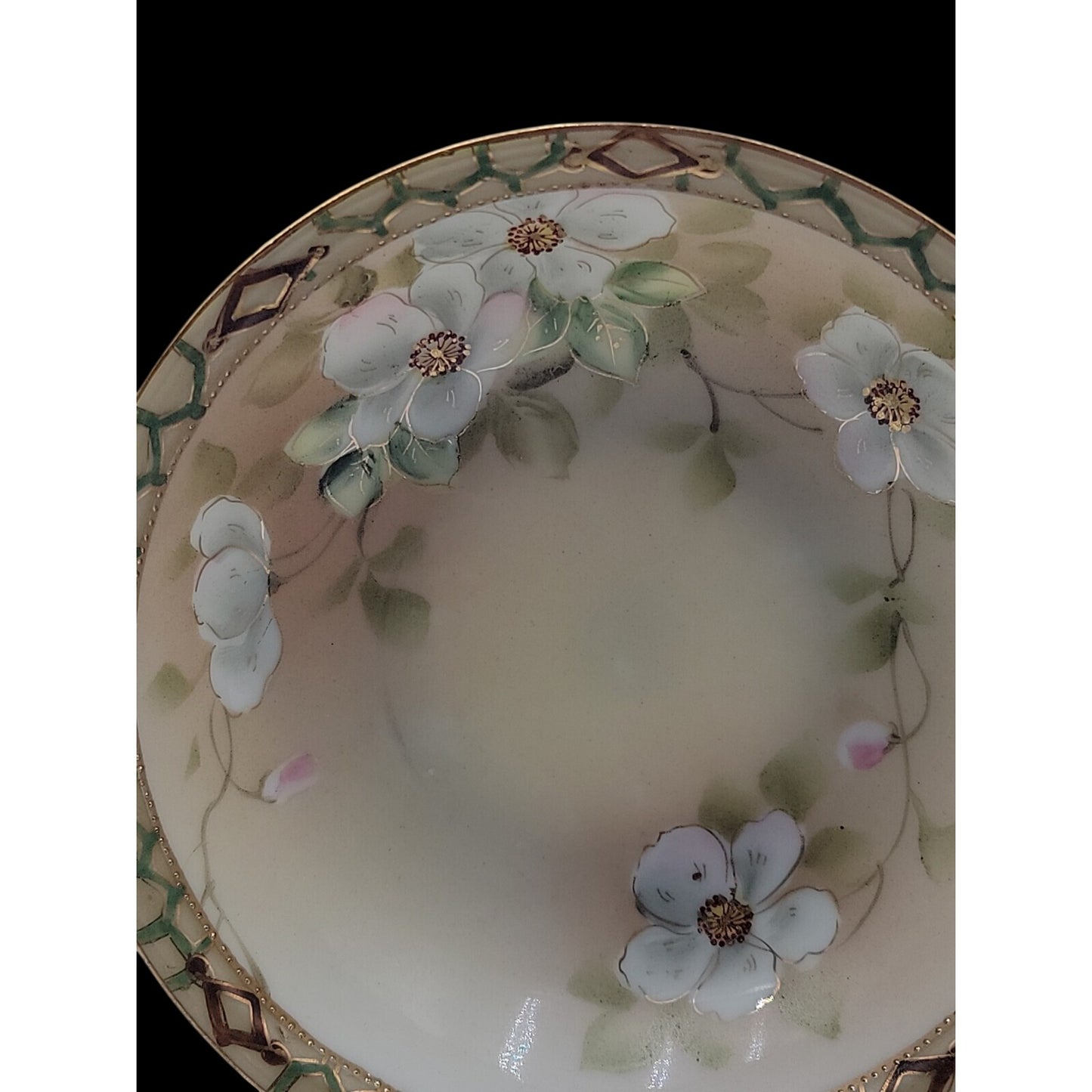 Antique Nippon Hand Painted 5.25" Berry Bowl Rare Blue Pagoda Mark 1891-1921