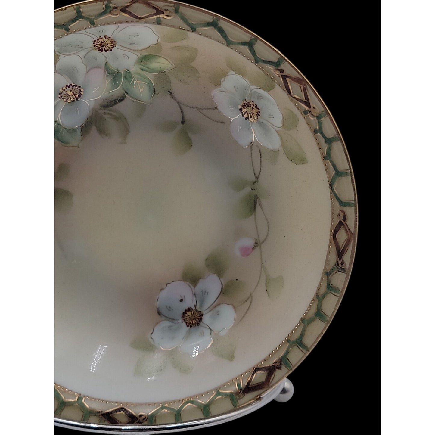 Antique Nippon Hand Painted 5.25" Berry Bowl Rare Blue Pagoda Mark 1891-1921