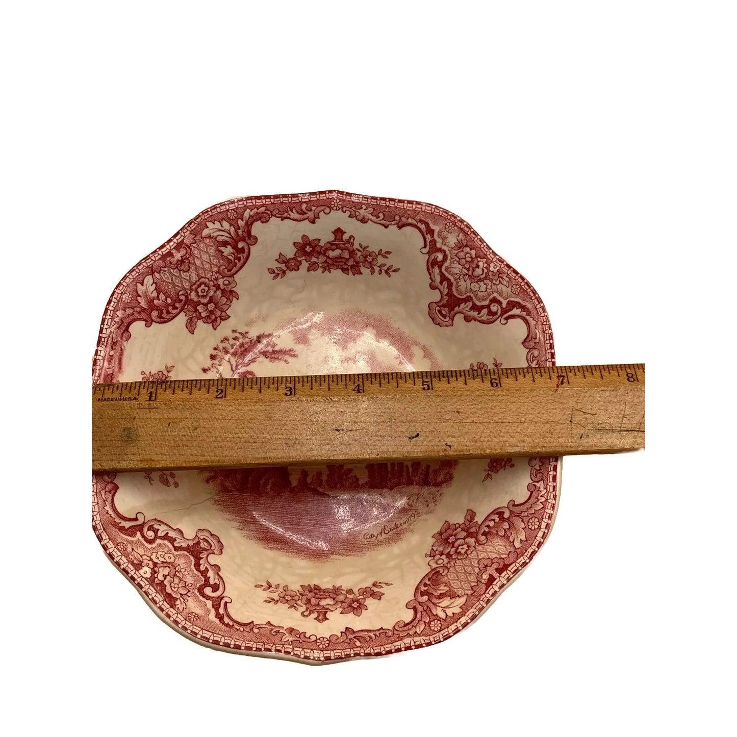 Johnson Brothers Old Britain Castles Square Soup Bowl 7 3/8"  Pink Transferware