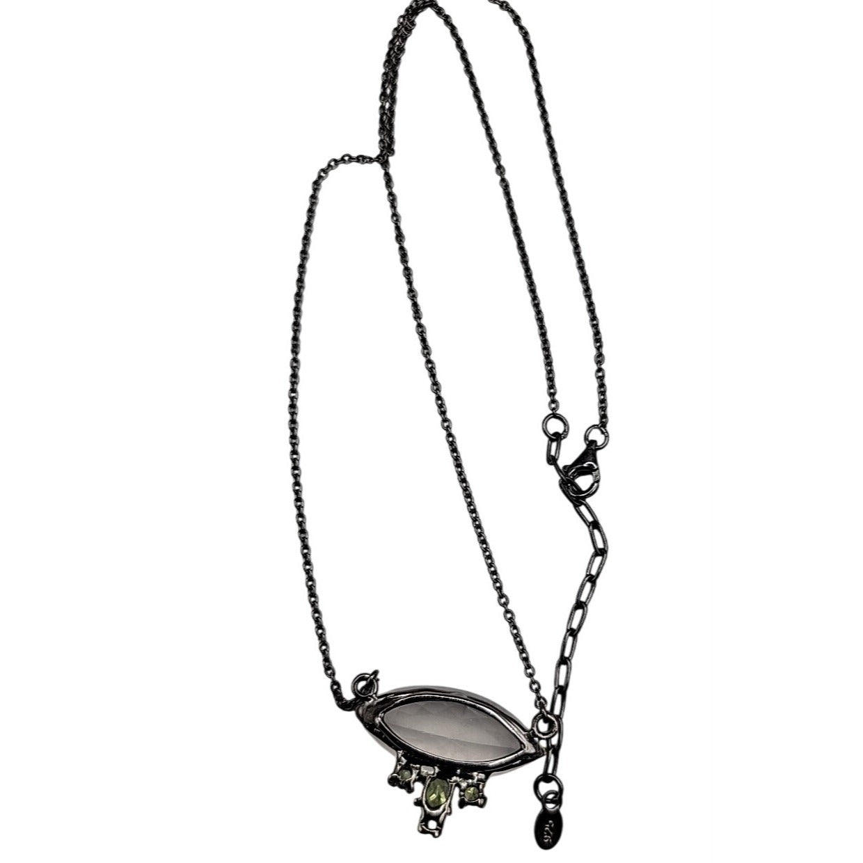 10ct Rose Quartz Peridot Sterling Silver Pendant Necklace 20" 925 Chain Stunning