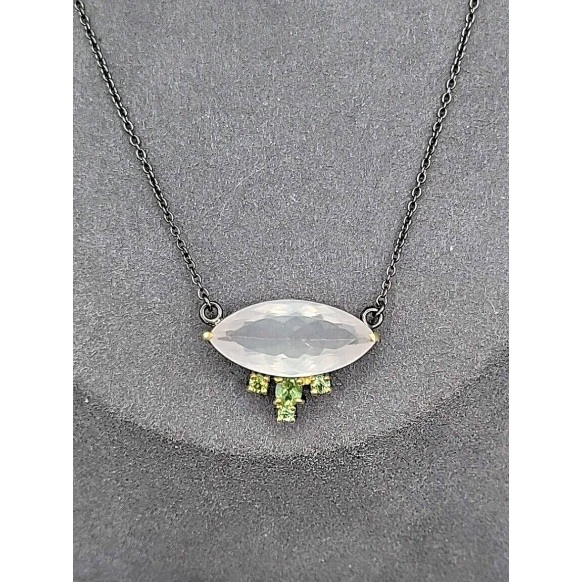 10ct Rose Quartz Peridot Sterling Silver Pendant Necklace 20" 925 Chain Stunning