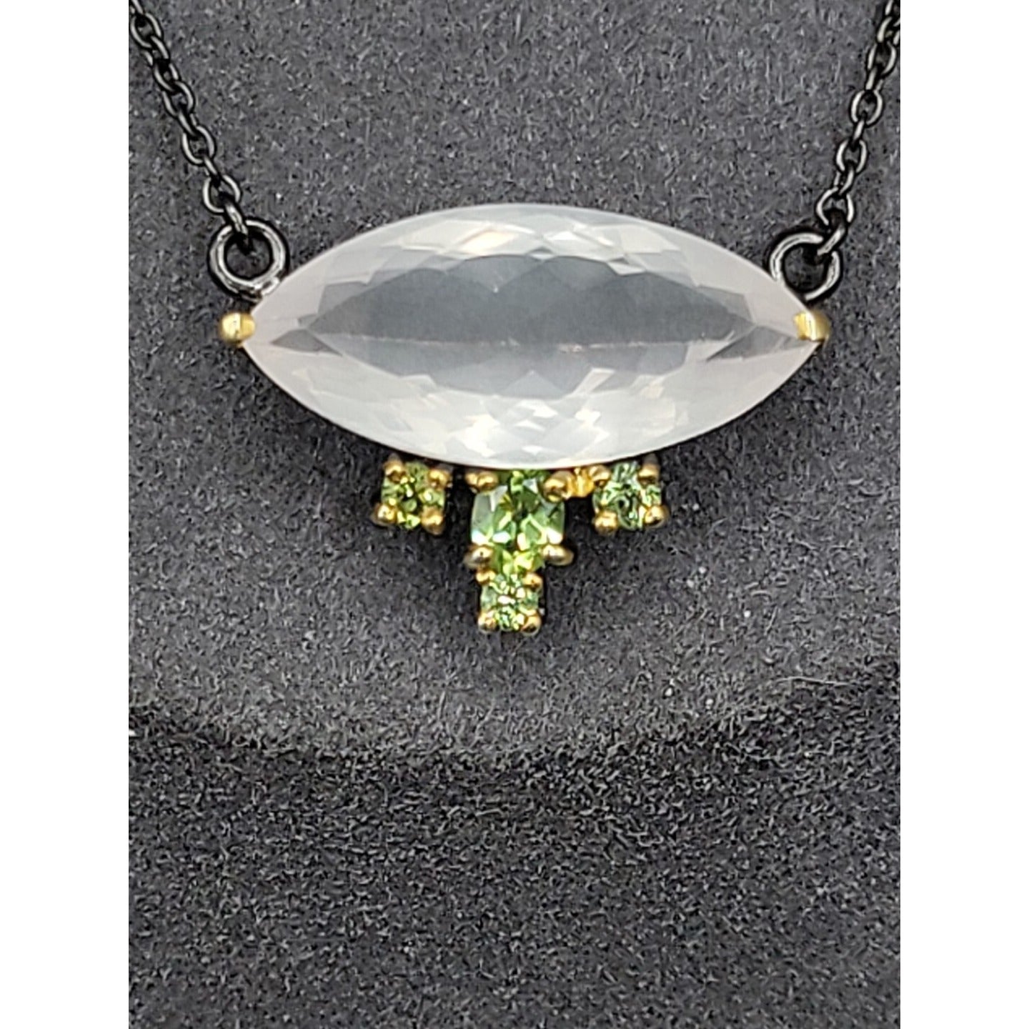10ct Rose Quartz Peridot Sterling Silver Pendant Necklace 20" 925 Chain Stunning