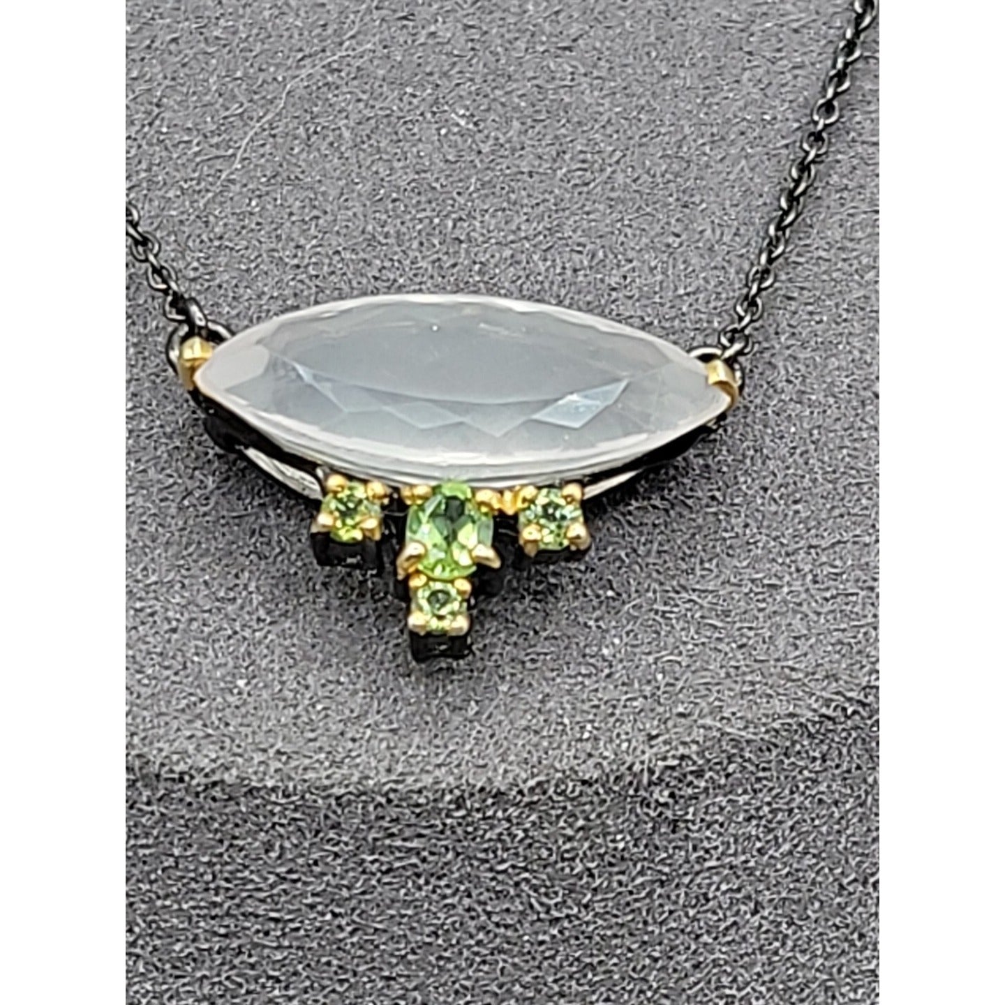 10ct Rose Quartz Peridot Sterling Silver Pendant Necklace 20" 925 Chain Stunning