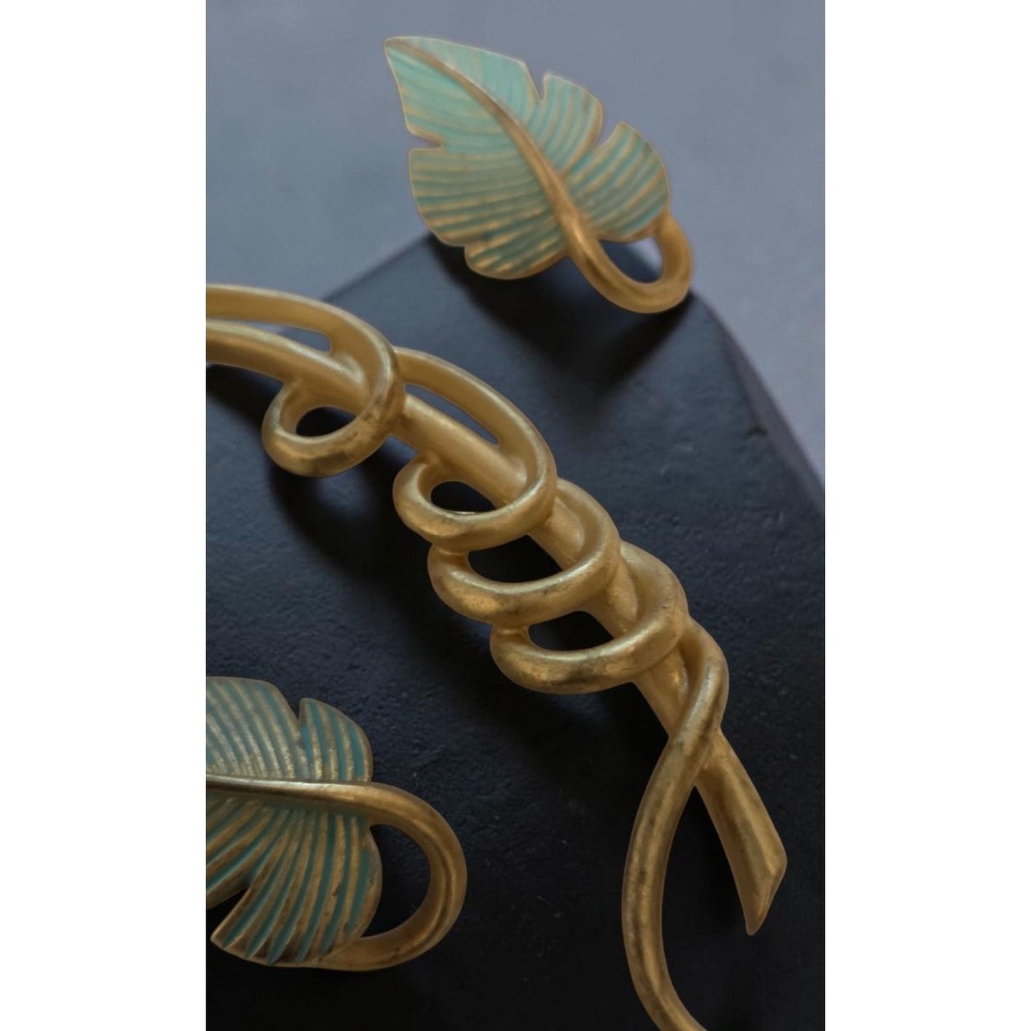 Vintage Givenchy Bird of Paradise Parure Set Leaf Brooch & Clip On Earrings