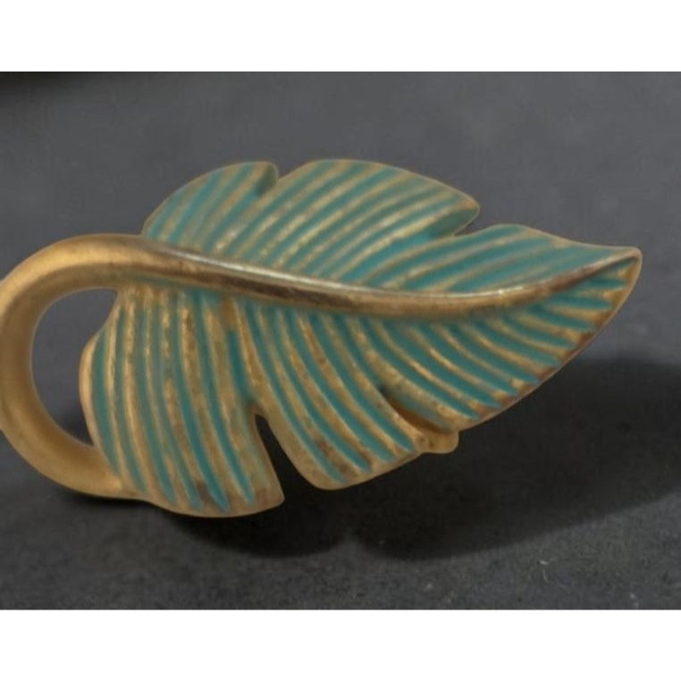 Vintage Givenchy Bird of Paradise Parure Set Leaf Brooch & Clip On Earrings