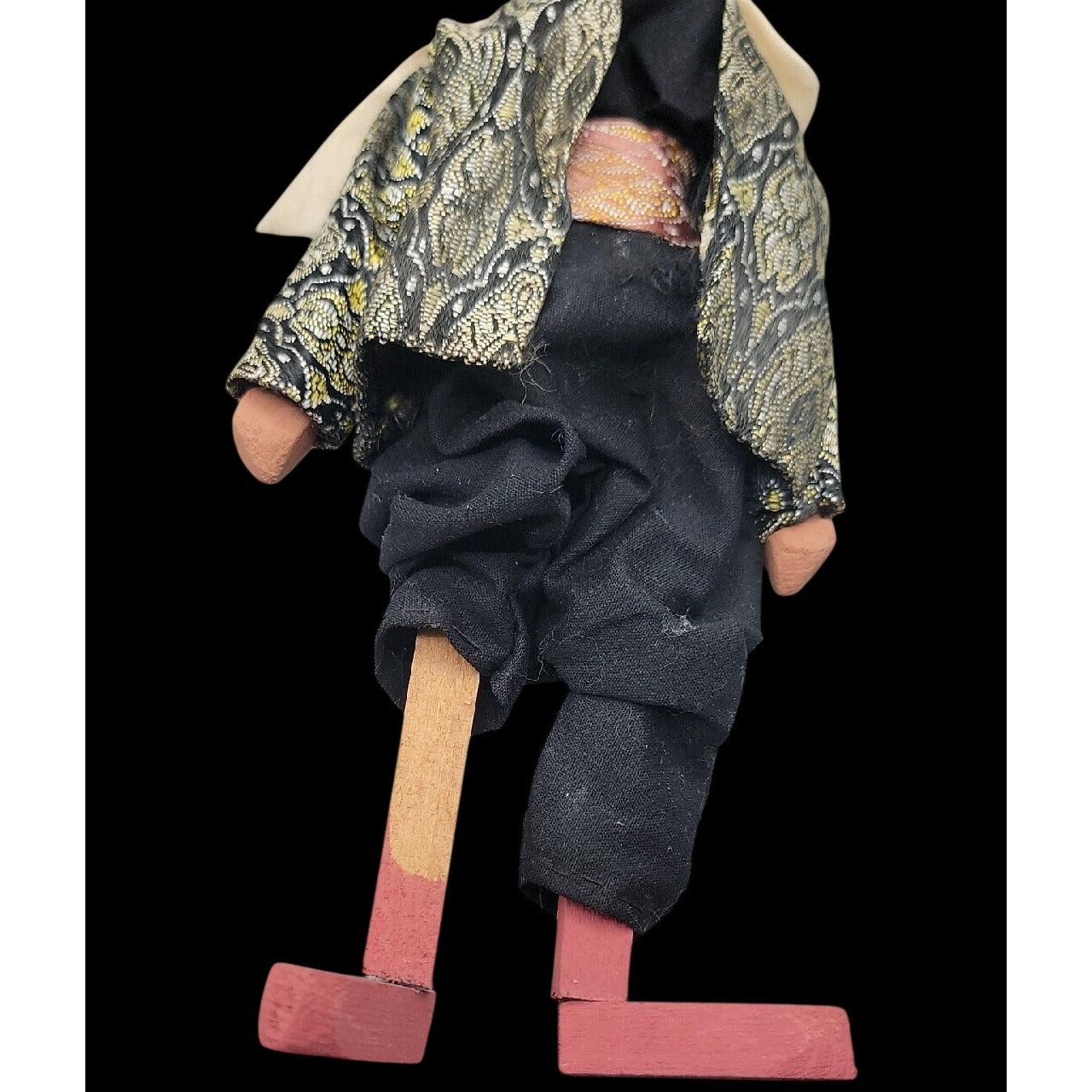 Vintage Middle Eastern Folk Art Doll Primitive 8" Clay & Wood Hand Made Rare