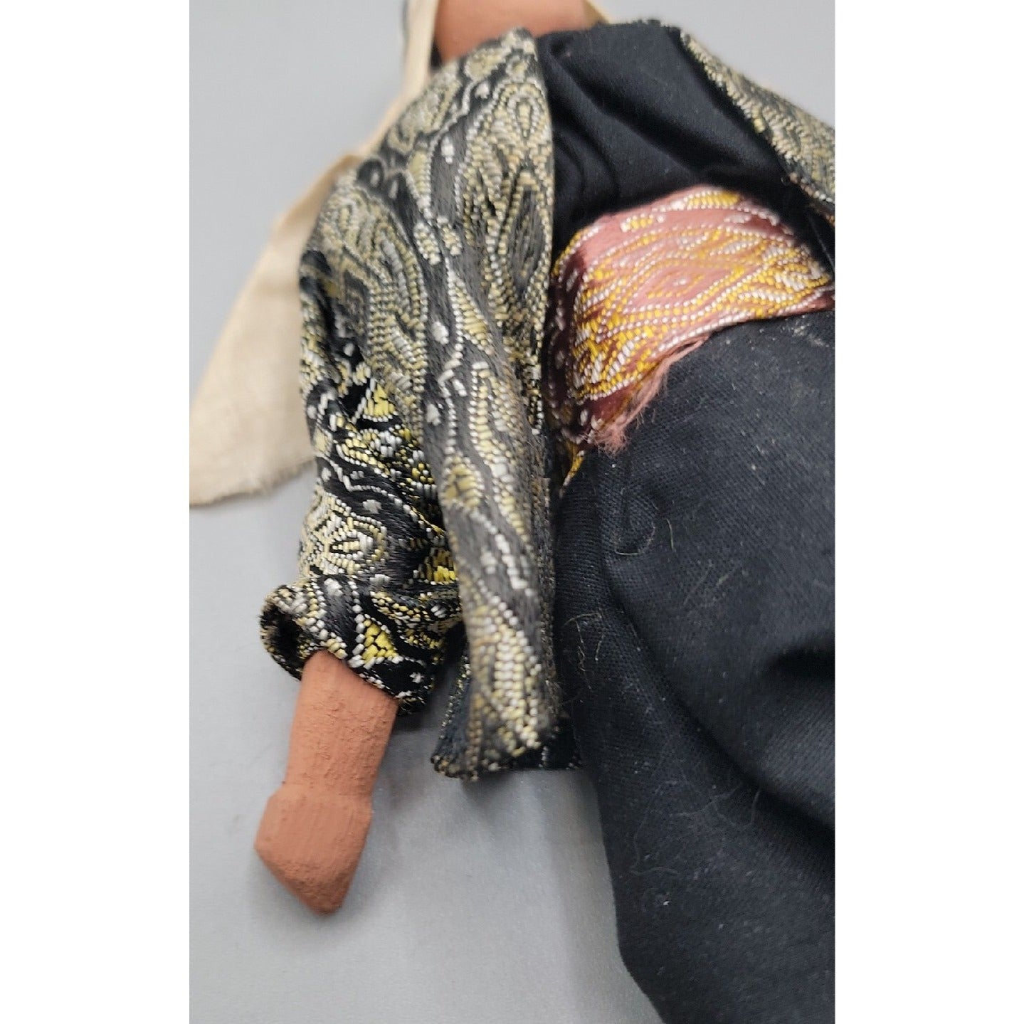 Vintage Middle Eastern Folk Art Doll Primitive 8" Clay & Wood Hand Made Rare