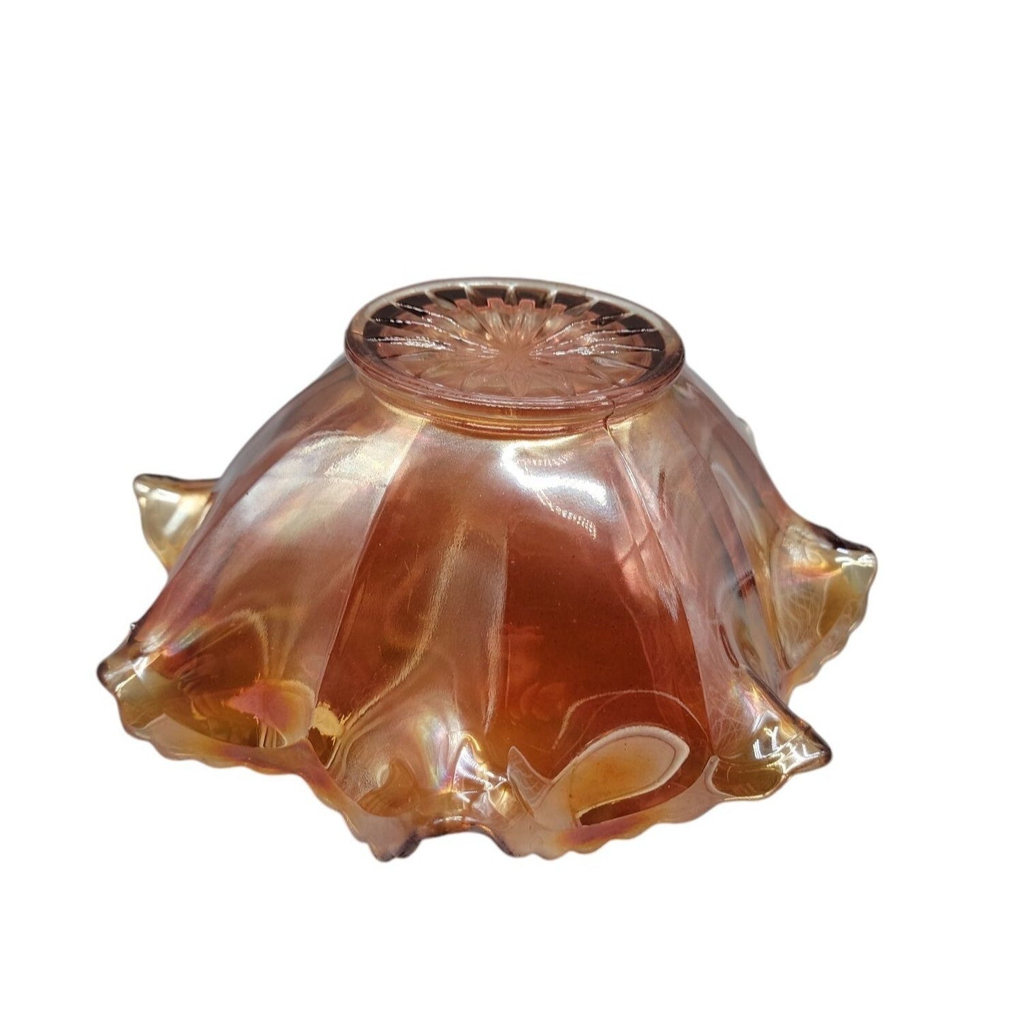 Antique Fenton Marigold Carnival Art Glass Dish Smooth Rays Crab Claw Design 8"