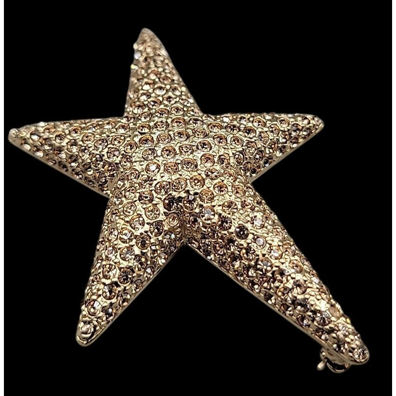 Vintage Carolee 1996 Crystal Star Brooch Limited Edition Gold Tone Signed Dated