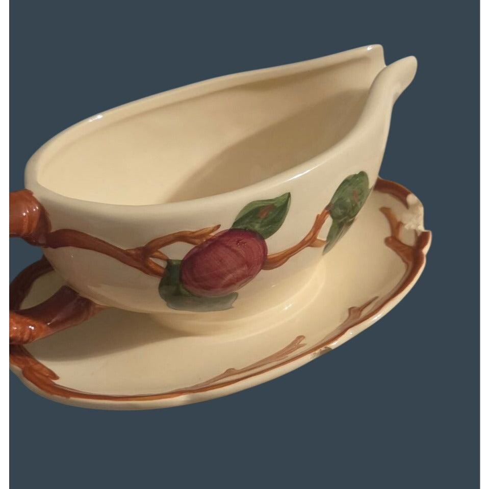 Franciscan Apple Gravy Boat Attached Underplate 1953 GMCB Mark Vintage Collector