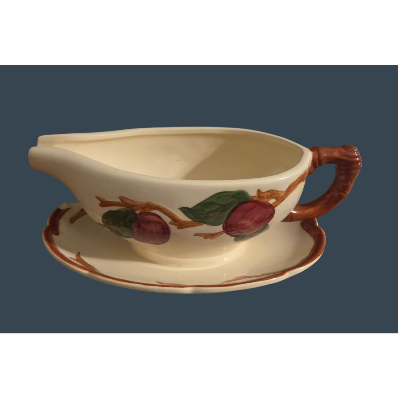 Franciscan Apple Gravy Boat Attached Underplate 1953 GMCB Mark Vintage Collector