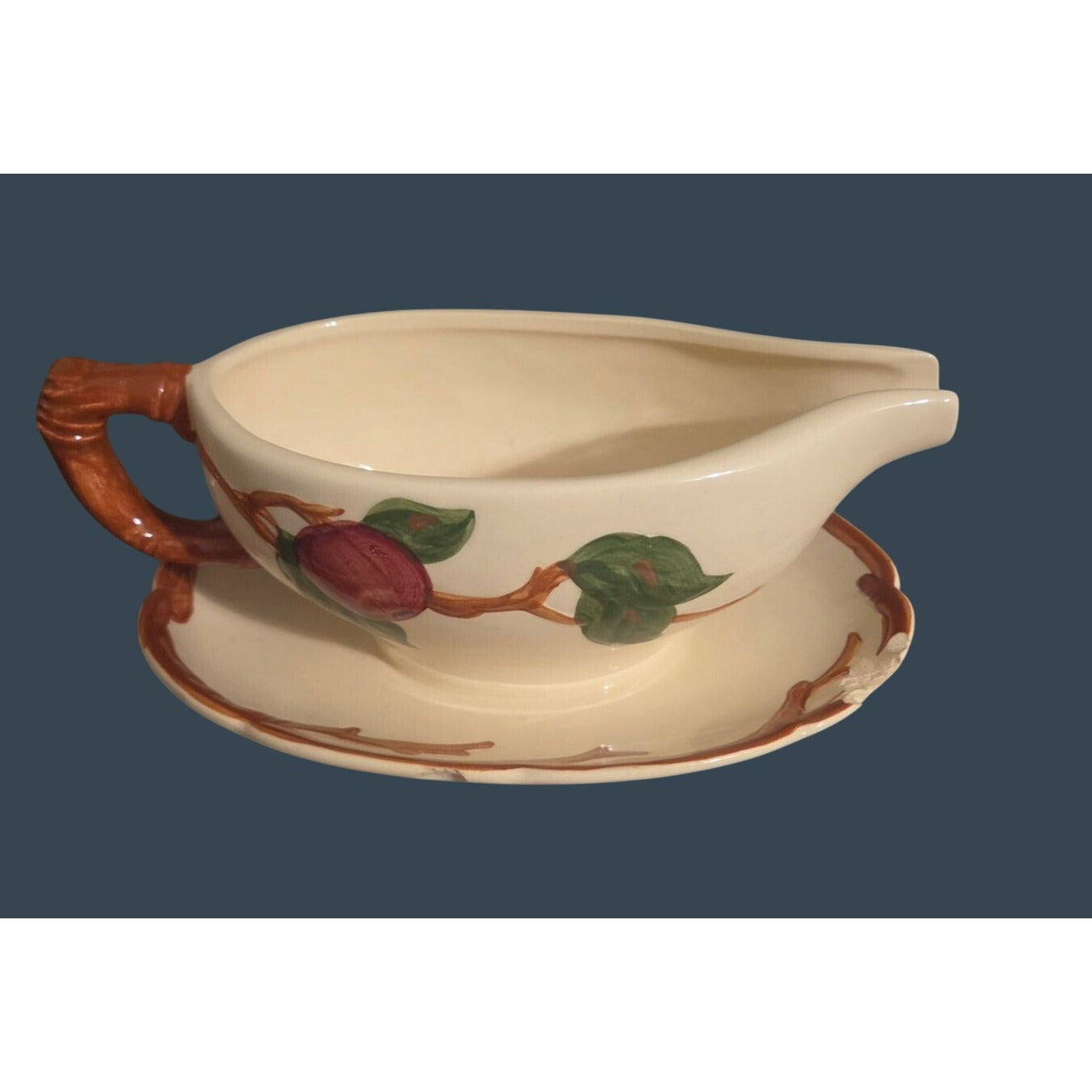 Franciscan Apple Gravy Boat Attached Underplate 1953 GMCB Mark Vintage Collector