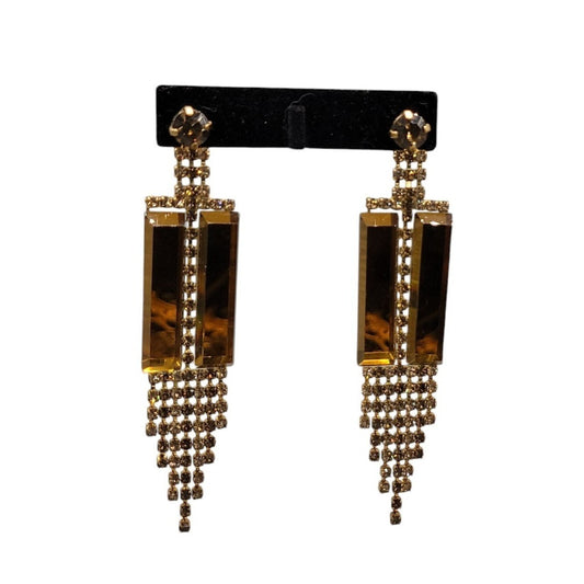 Vtg 1980s DOrlan Statement Drop Earrings 22k Gold Plated Fringe Shoulder Dusters