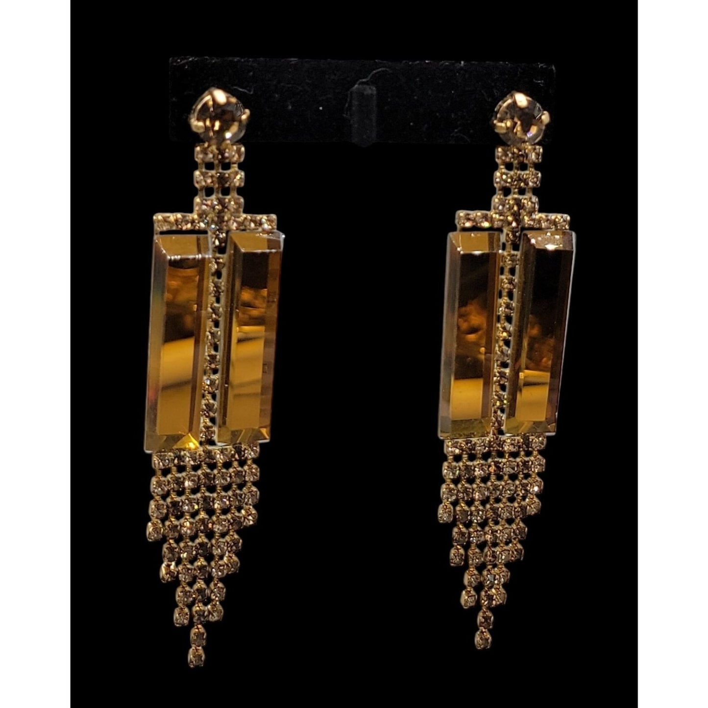 Vtg 1980s DOrlan Statement Drop Earrings 22k Gold Plated Fringe Shoulder Dusters