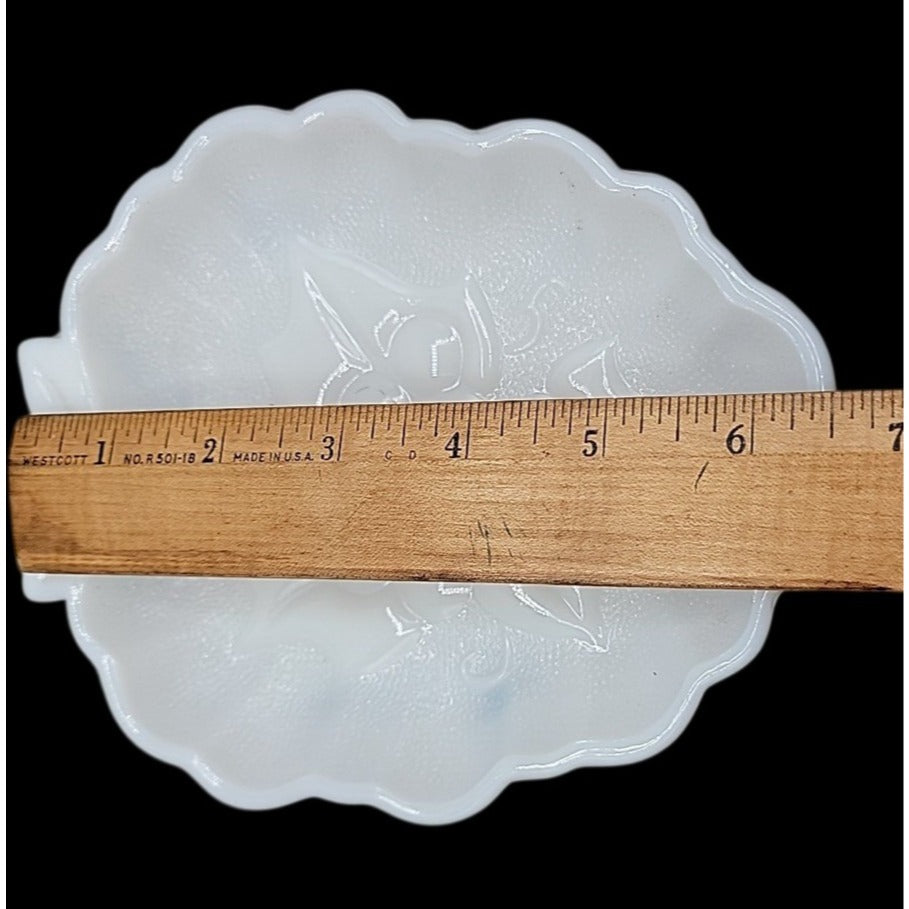 Vintage Hazel Atlas Harvest Grape White Milk Glass Dish Candy Nut Trinkets 1950s