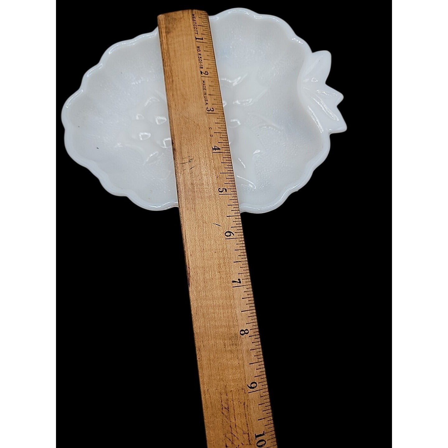 Vintage Hazel Atlas Harvest Grape White Milk Glass Dish Candy Nut Trinkets 1950s