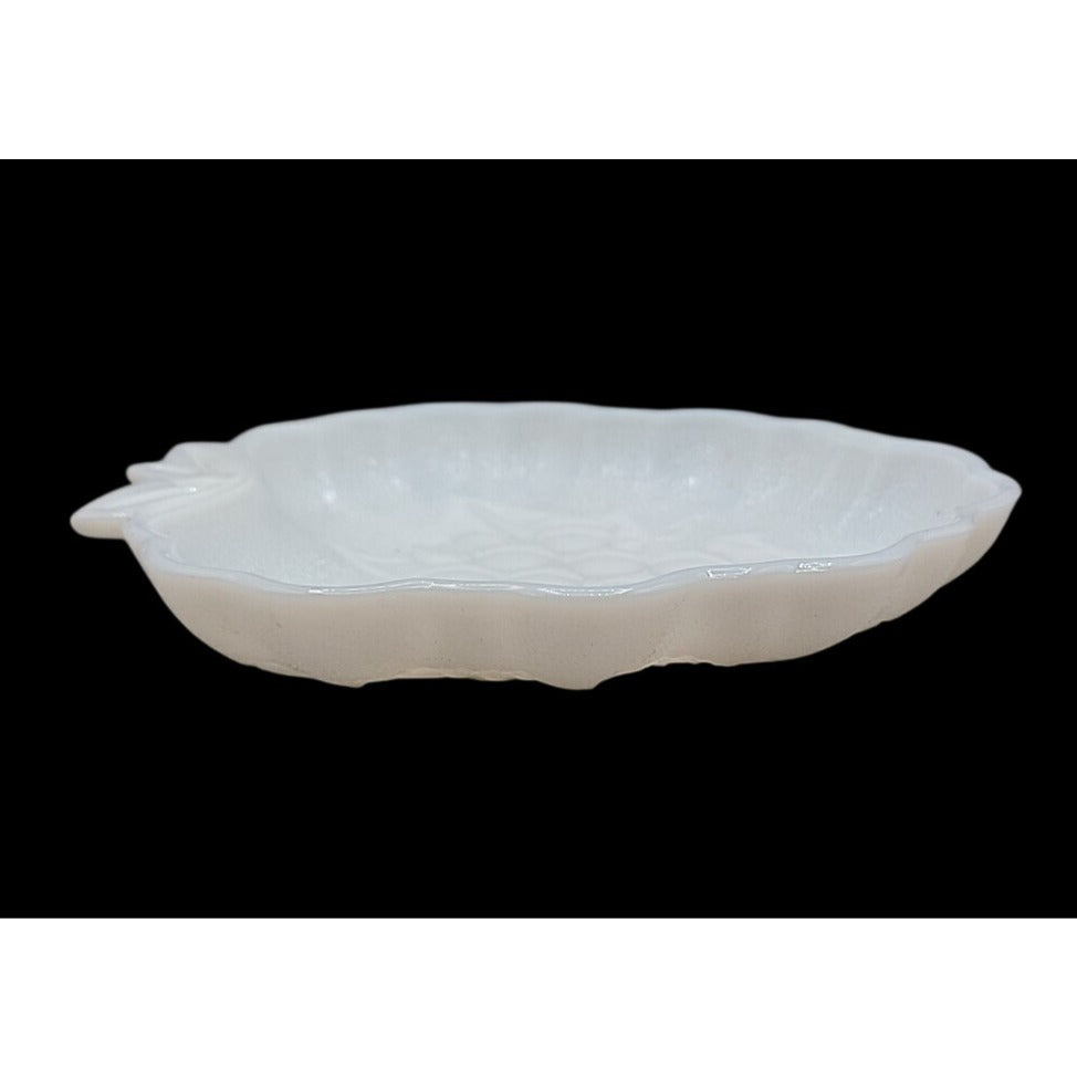 Vintage Hazel Atlas Harvest Grape White Milk Glass Dish Candy Nut Trinkets 1950s