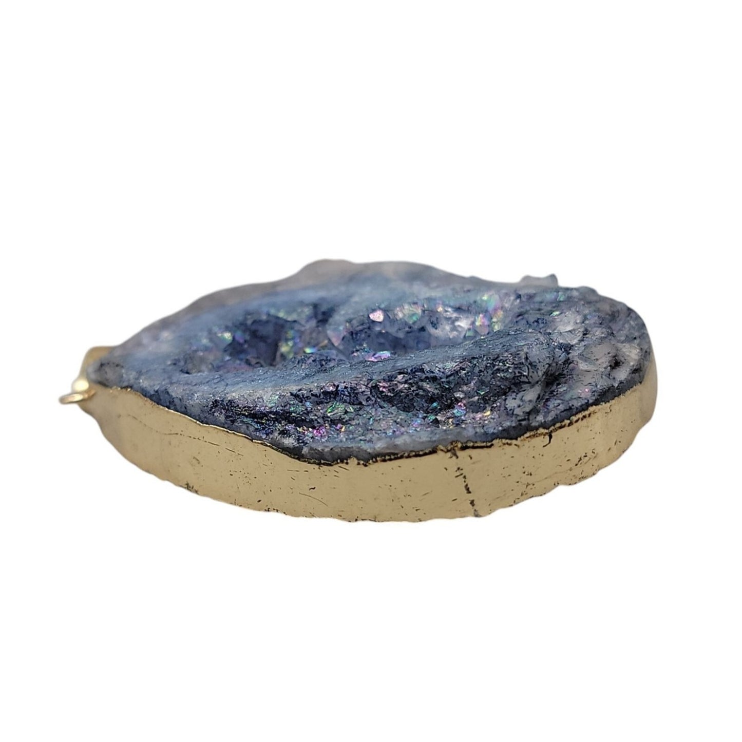 Blue Galaxy Druzy Quartz Chunk Pendant Natural Semi-Precious Gemstone Stunning