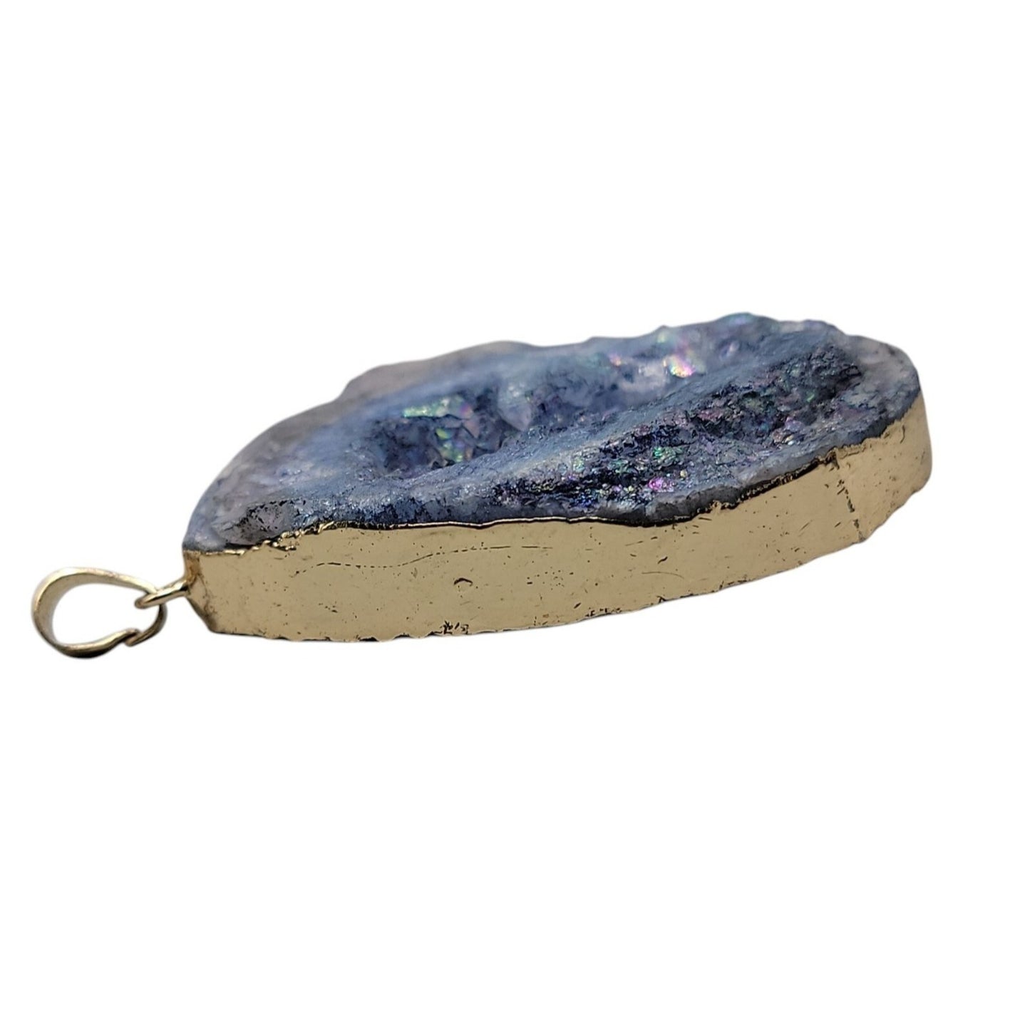 Blue Galaxy Druzy Quartz Chunk Pendant Natural Semi-Precious Gemstone Stunning