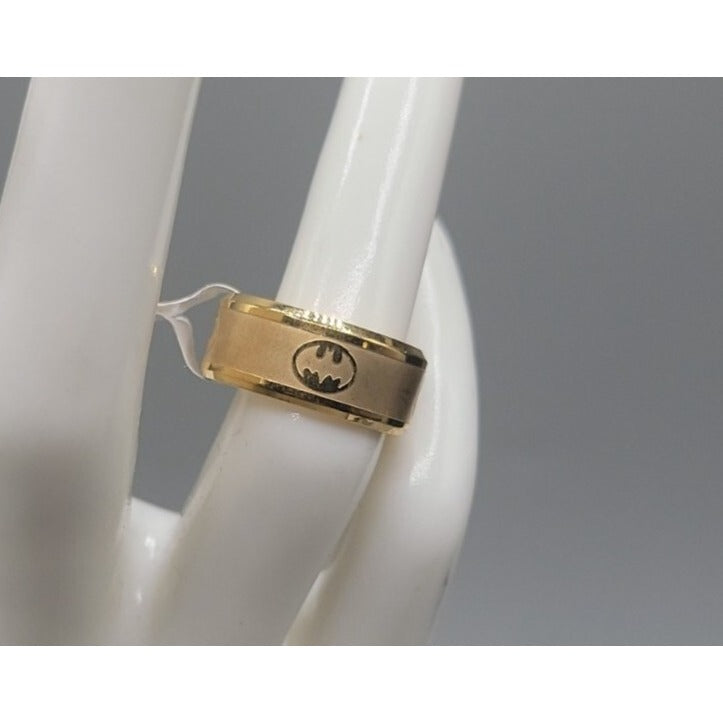 DC Comics Batman Band Ring Stainless Steel 8mm Brushed Gold Tone Size 6