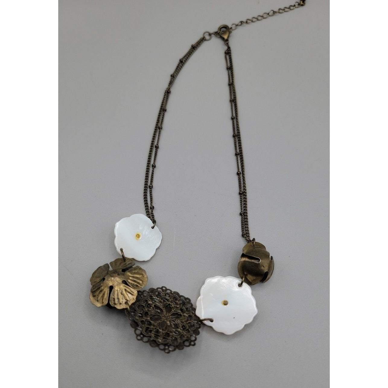 Park Lane Statement Necklace J'adore Flower & Mother Of Pearl 20" Vintage