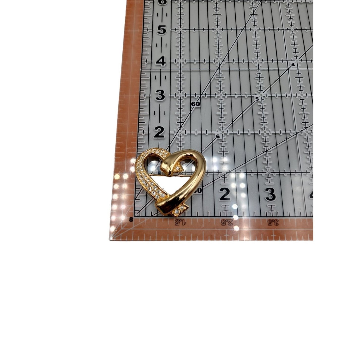 Swarovski Pave Crystal Heart Brooch Gold Plated Vintage Swan Stamp Pin
