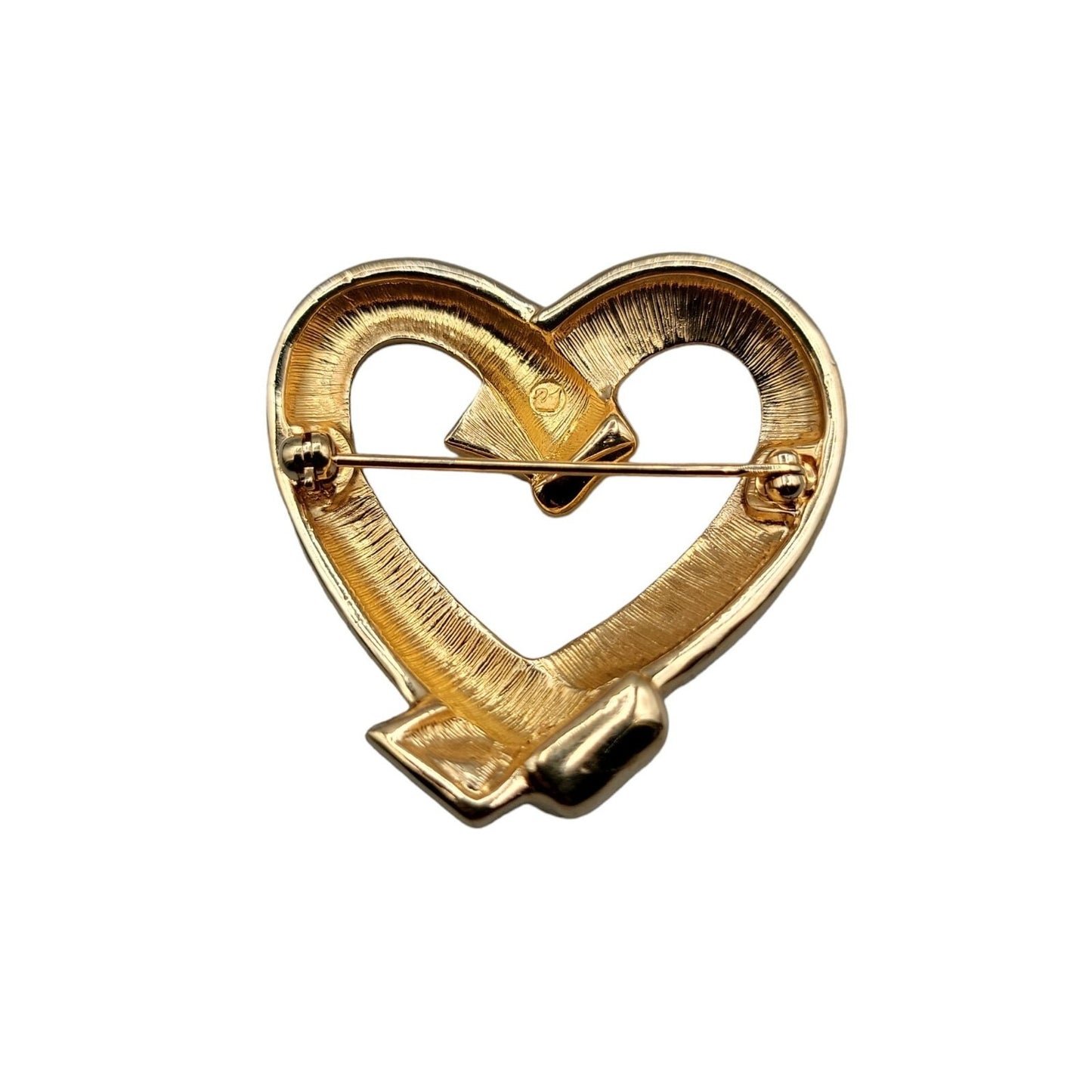 Swarovski Pave Crystal Heart Brooch Gold Plated Vintage Swan Stamp Pin
