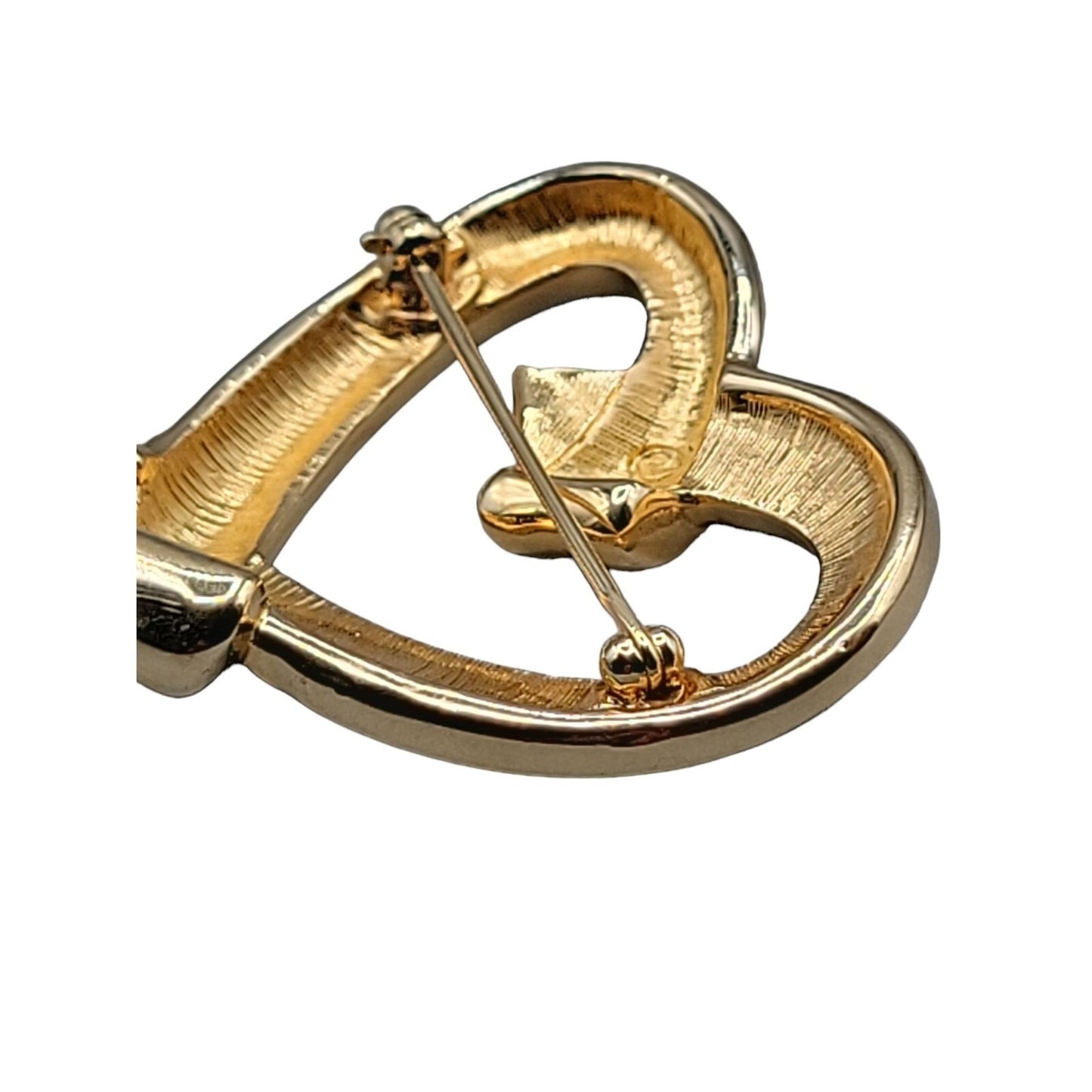 Swarovski Pave Crystal Heart Brooch Gold Plated Vintage Swan Stamp Pin