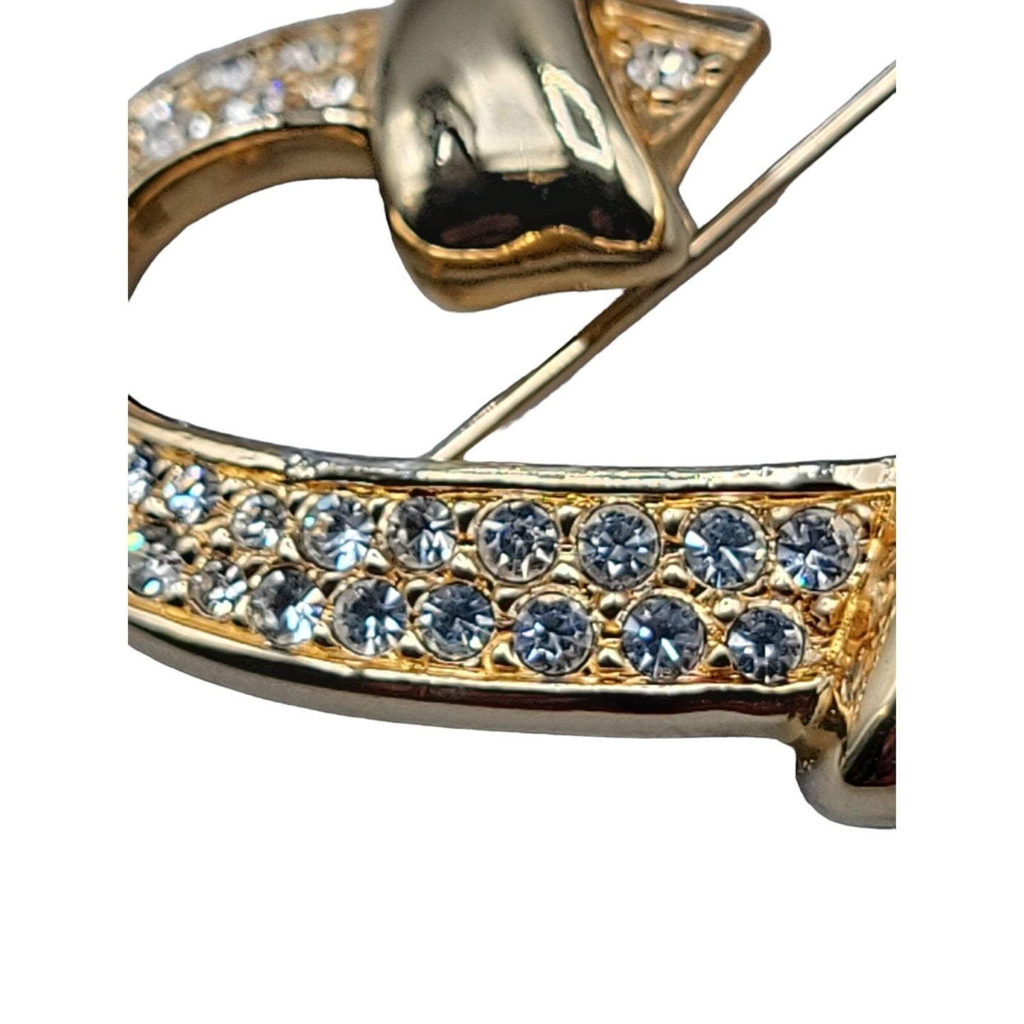 Swarovski Pave Crystal Heart Brooch Gold Plated Vintage Swan Stamp Pin