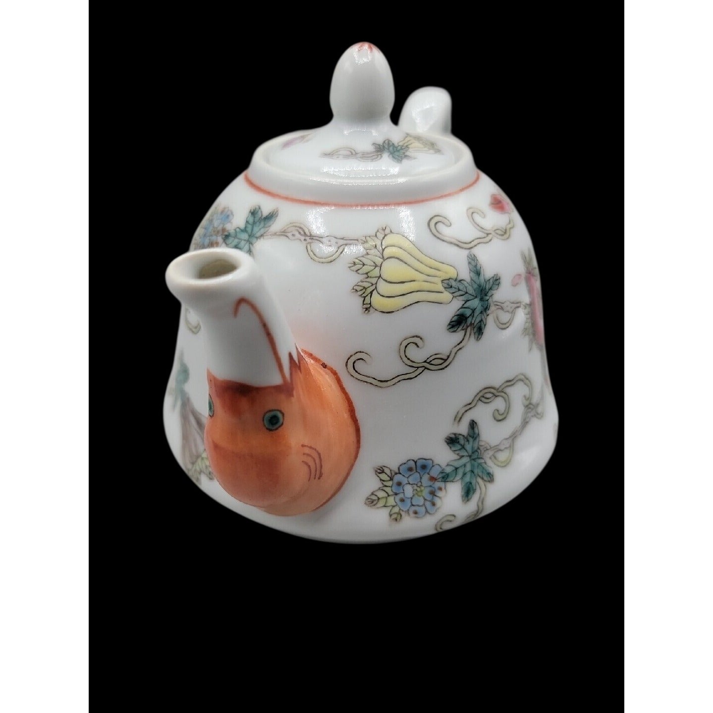 Vintage Chinese Jingdezhen Teapot Porcelain Hand Painted Butterfly Famille