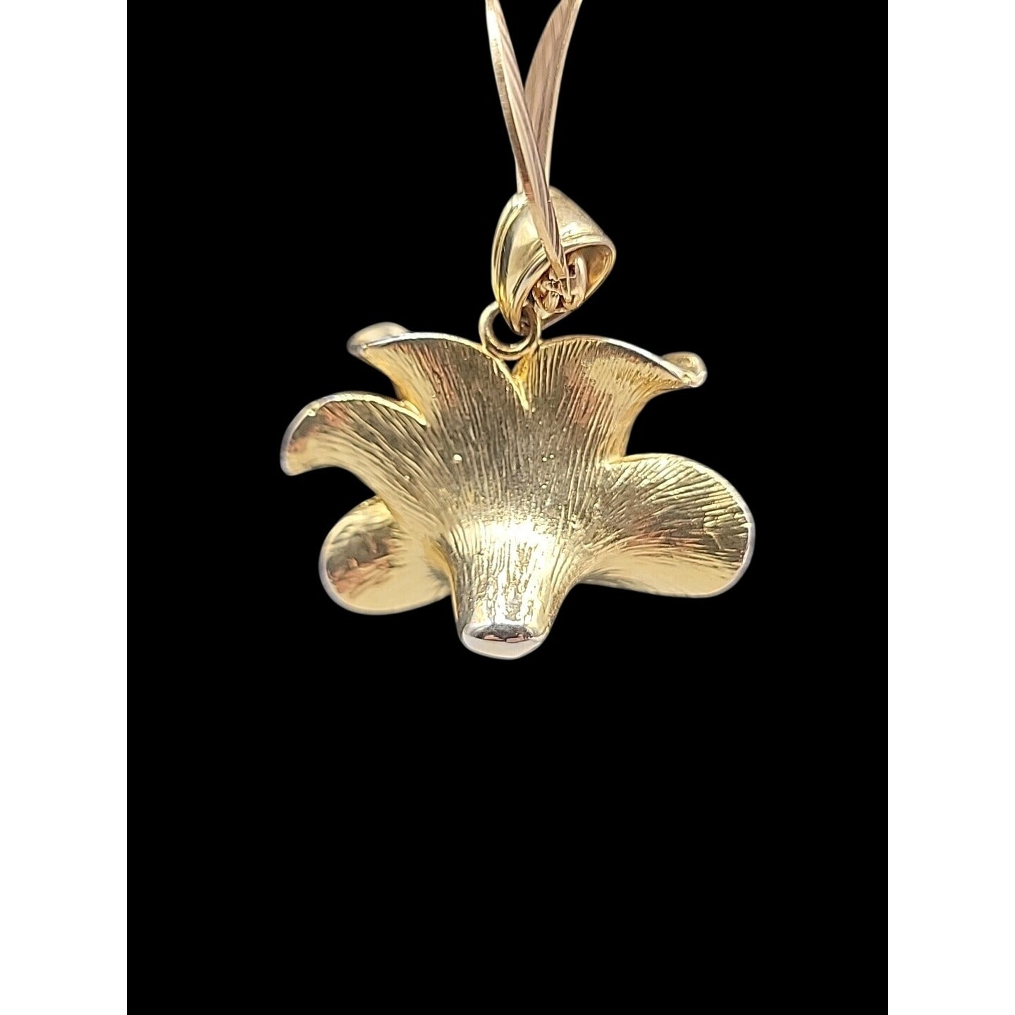 Calla Lilly Pendant Necklace OB SIGNED Gold Plated Rhinestones Two 19" Chains