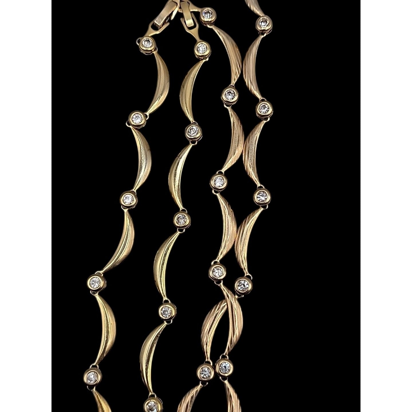 Calla Lilly Pendant Necklace OB SIGNED Gold Plated Rhinestones Two 19" Chains