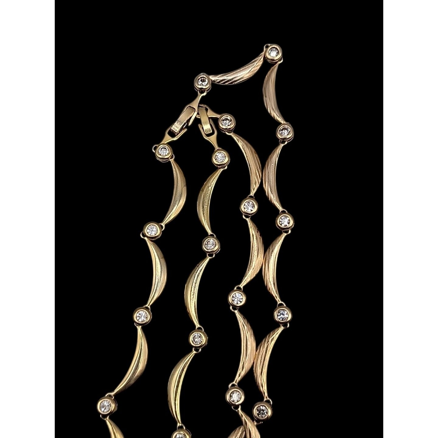 Calla Lilly Pendant Necklace OB SIGNED Gold Plated Rhinestones Two 19" Chains
