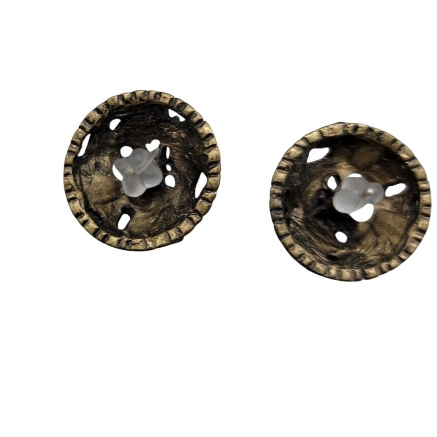Cloisonne Butterfly Flower Button Earrings Rhinestone Dome Post Pierced Ears