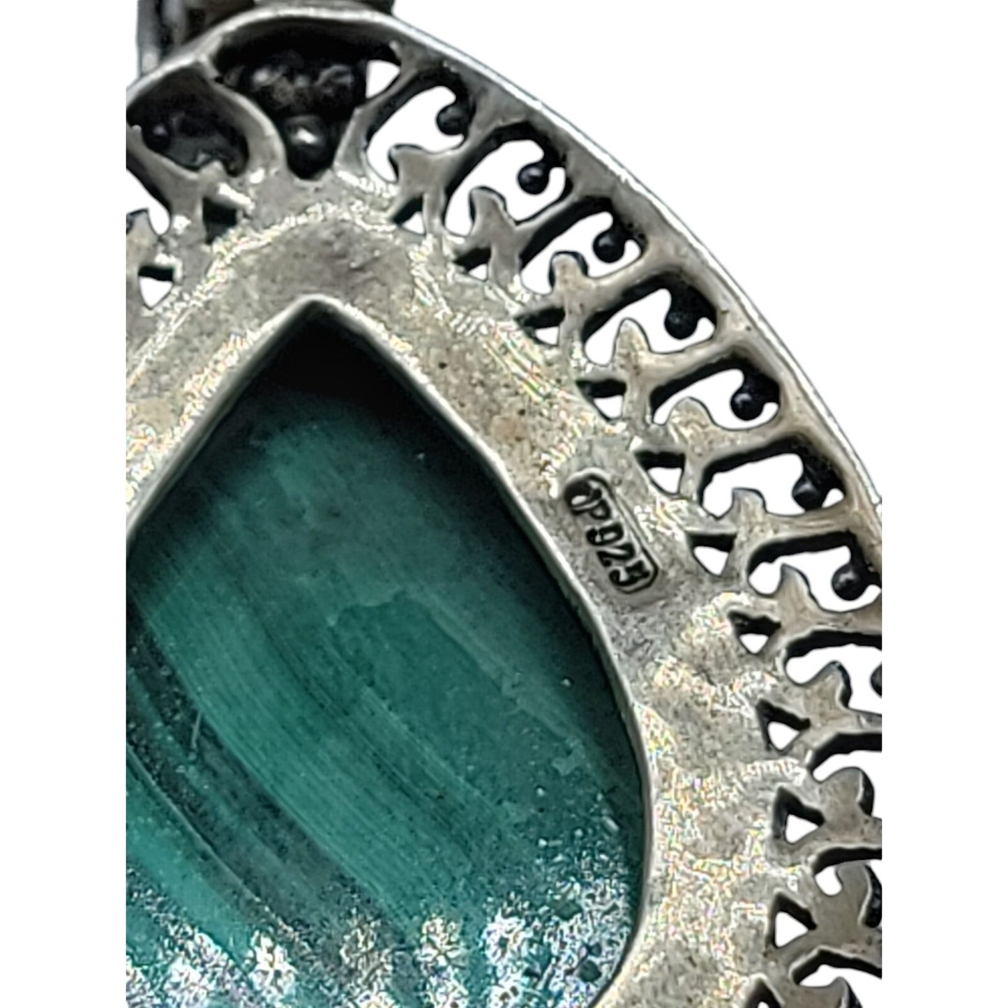 Doug Paulus Sterling Silver Malachite Pendant DP 925 India Teardrop Shaped