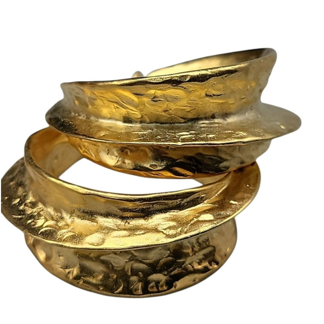 Kenneth Jay Lane Sculptured Brushed Gold Plated Hoop Clip-on Earrings KJL VTG