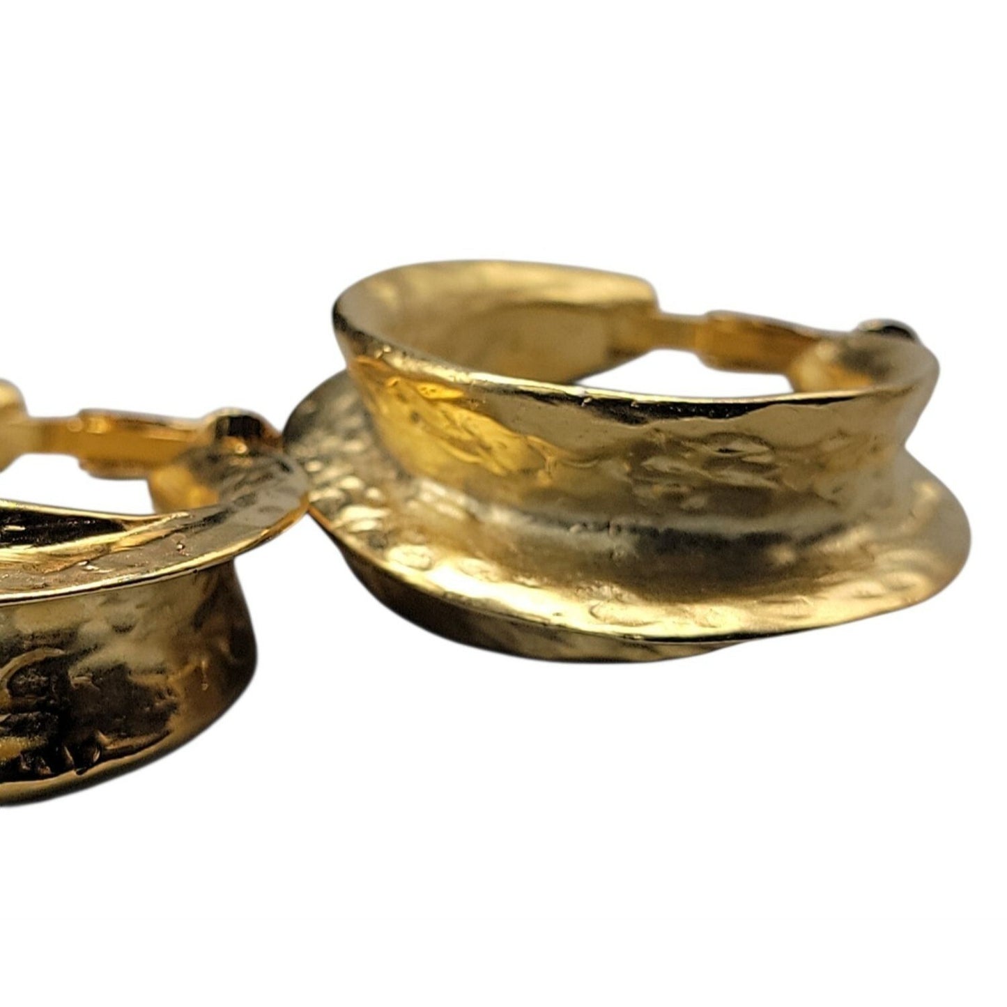 Kenneth Jay Lane Sculptured Brushed Gold Plated Hoop Clip-on Earrings KJL VTG