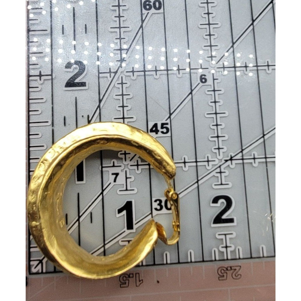 Kenneth Jay Lane Sculptured Brushed Gold Plated Hoop Clip-on Earrings KJL VTG