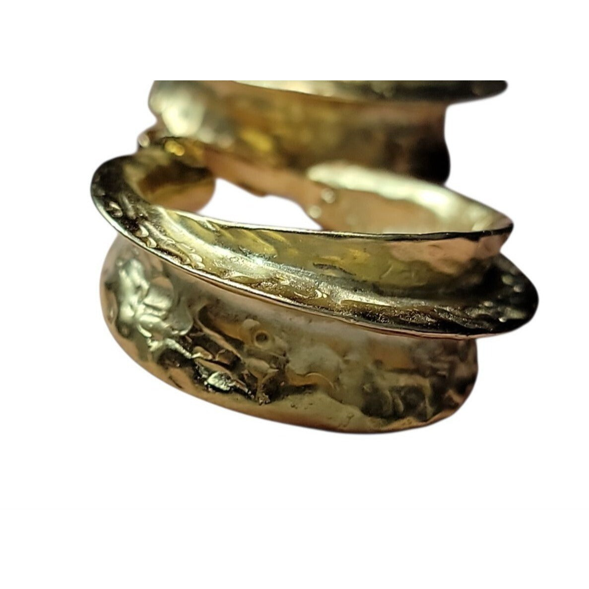 Kenneth Jay Lane Sculptured Brushed Gold Plated Hoop Clip-on Earrings KJL VTG