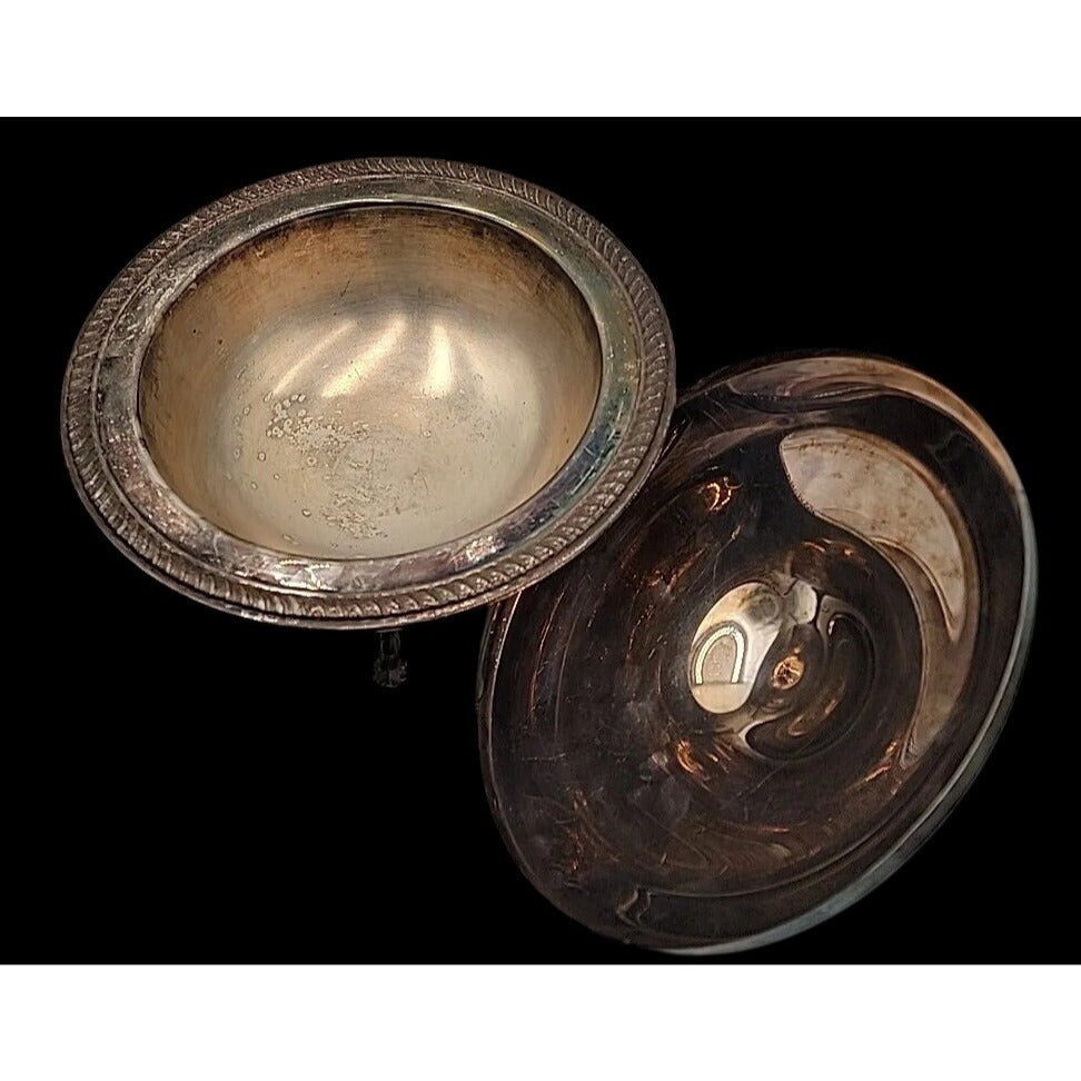 FB Rogers Silver Gadroon Round Footed Covered Casserole Serving Dish Model 1158