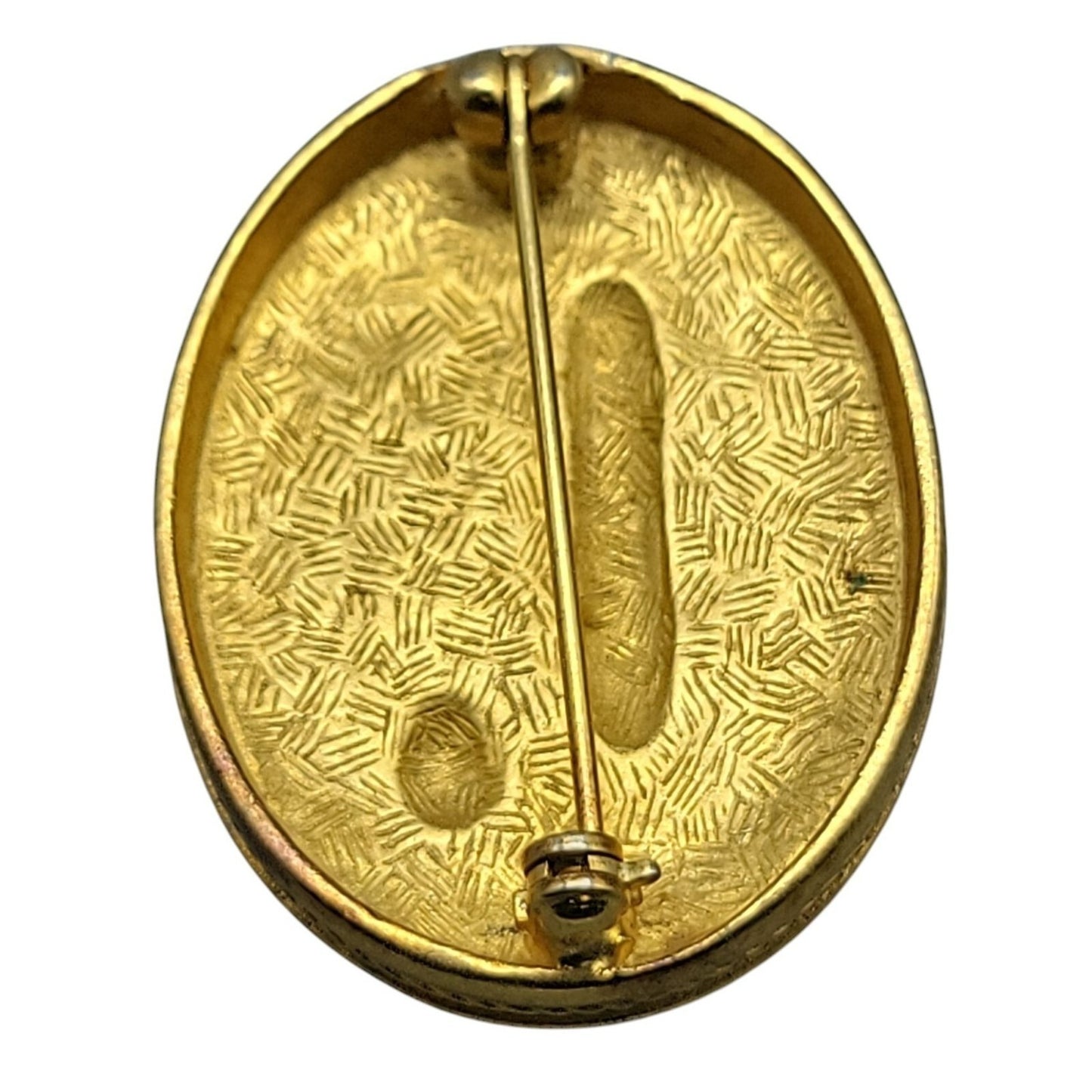 Helen of Troy Cameo Brooch Gold Plated Intaglio Signet Oval Greek Scene Vintage