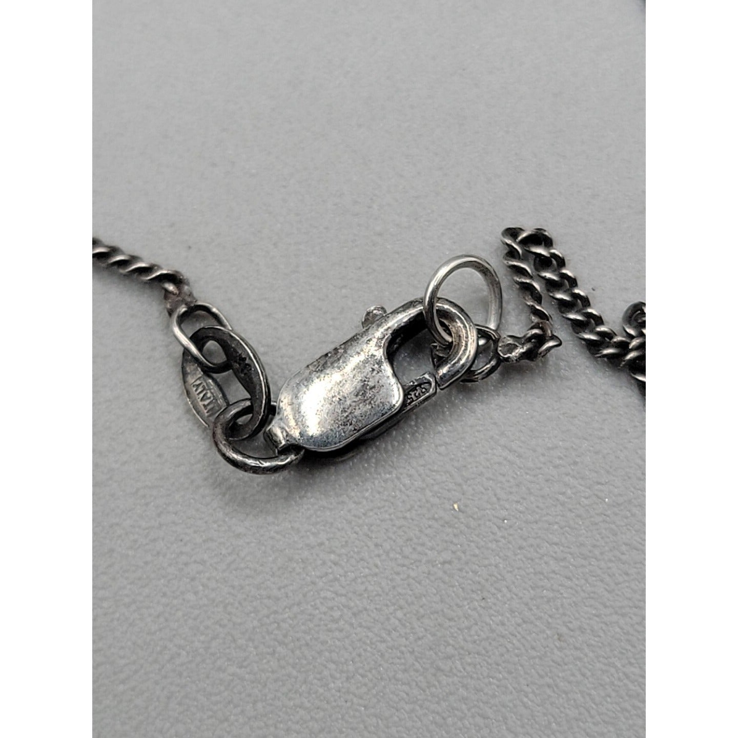 Sterling Silver Painted & Embossed Copper Pendant Necklace 18" 925 Chain