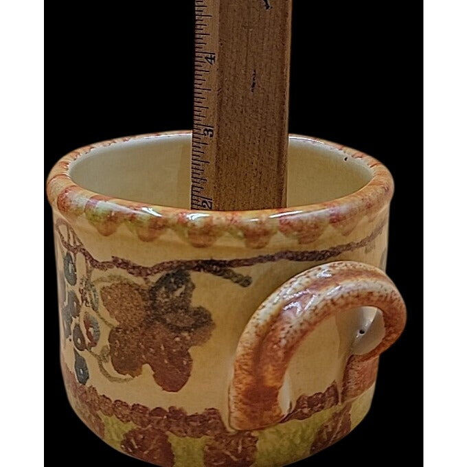 Vintage Italian Hand Made & Painted Lidded Sugar Jar Grapes & Leaves Scene 5"