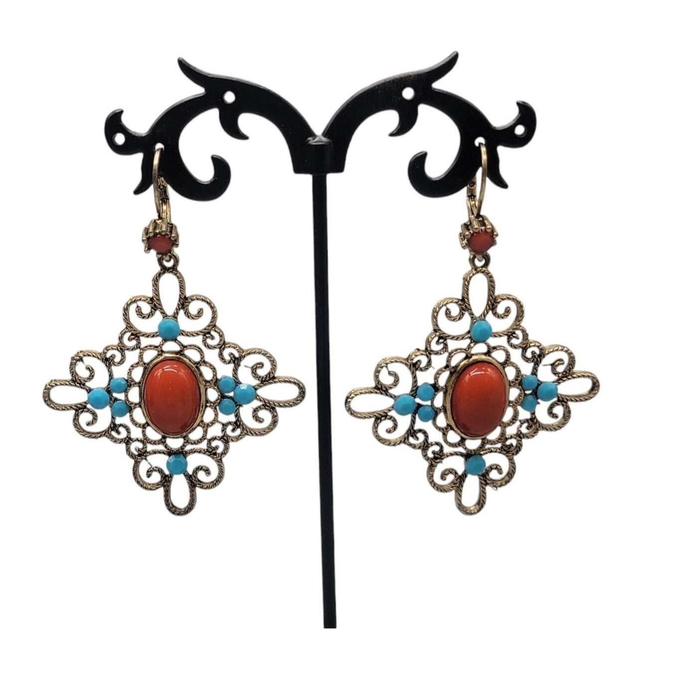 Vintage Moroccan-Style Filigree Dangle Earrings Mediterranean & Bohemian flair