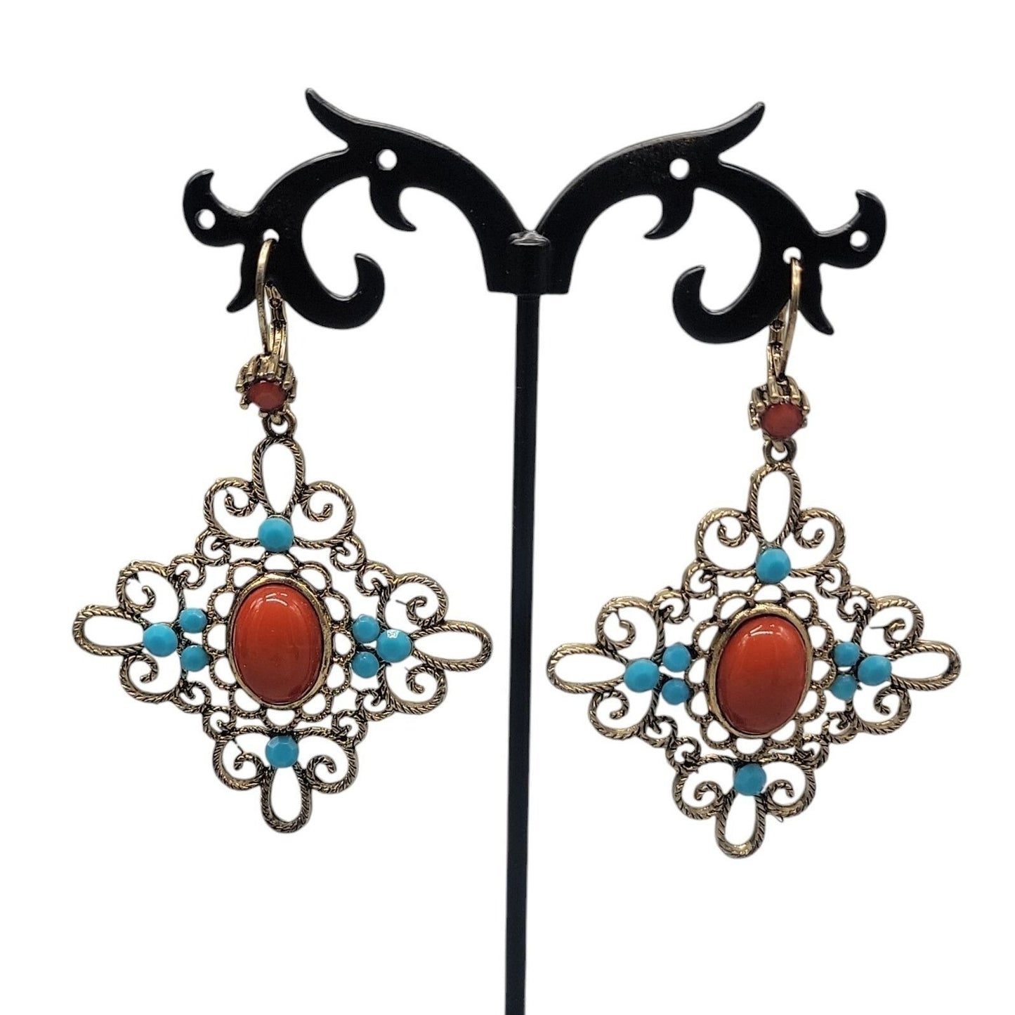 Vintage Moroccan-Style Filigree Dangle Earrings Mediterranean & Bohemian flair