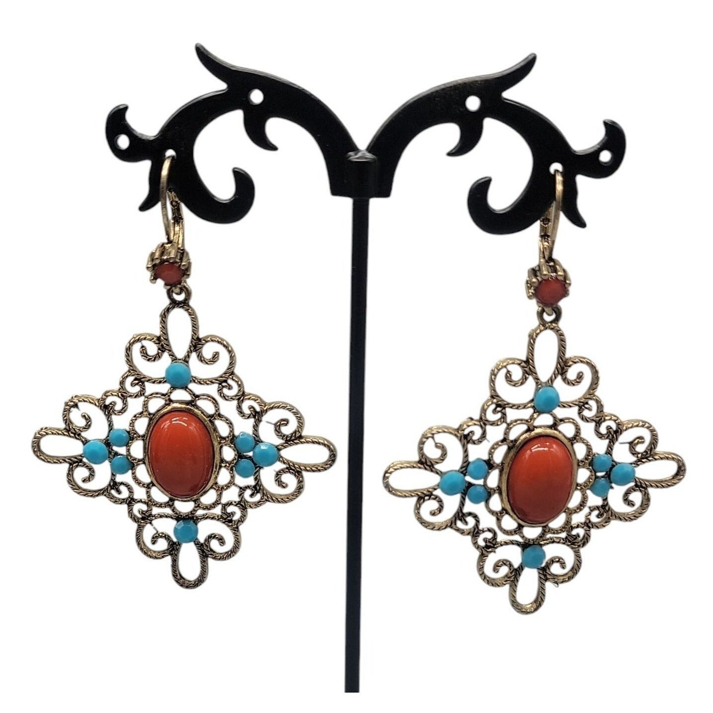 Vintage Moroccan-Style Filigree Dangle Earrings Mediterranean & Bohemian flair