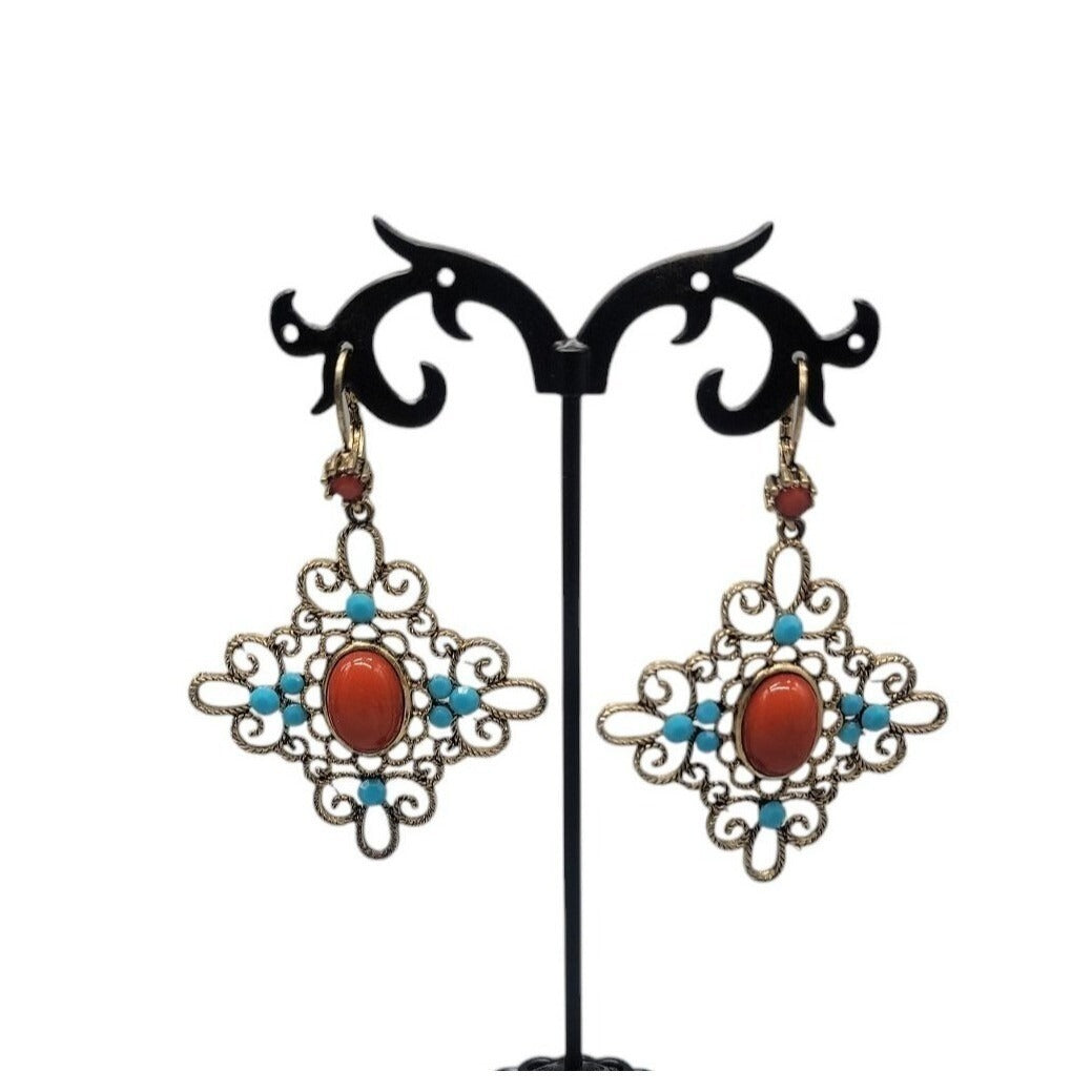 Vintage Moroccan-Style Filigree Dangle Earrings Mediterranean & Bohemian flair