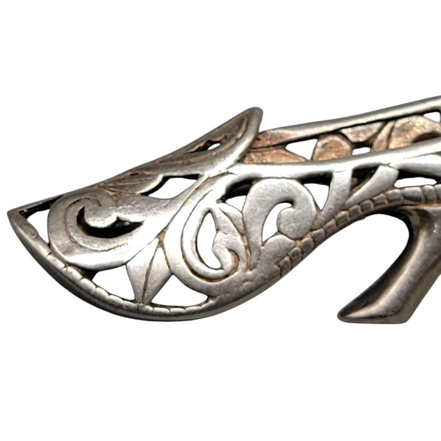Jezlaine Sterling Silver Vintage High Heel Brooch Open 925 Metal Work 1940s