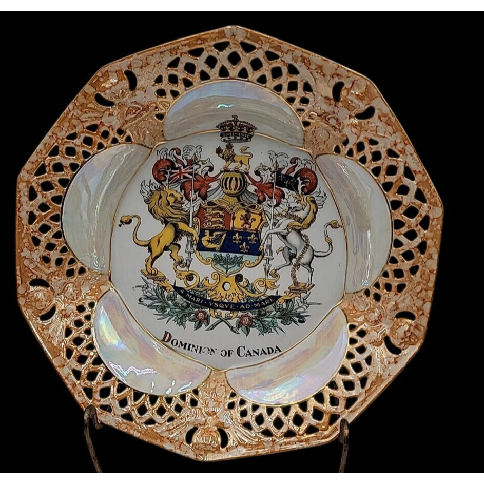 Antique Victoria Austria Reticulated 9" Canada Plate Ready For Wall Hanging